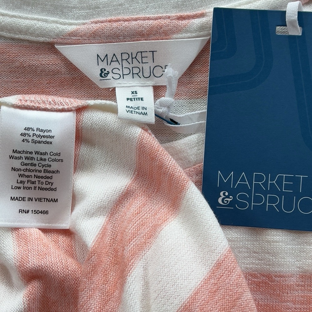 Market‎ & Spruce Stitch Fix Juuna HiLo Knit Stripe Tee XS Petite Casual Stretch - Picture 6 of 7